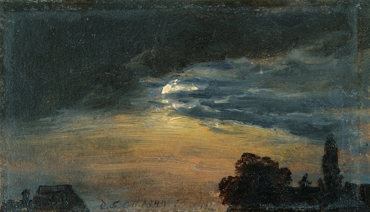 Wolken in maanlicht door Johan Christian Dahl