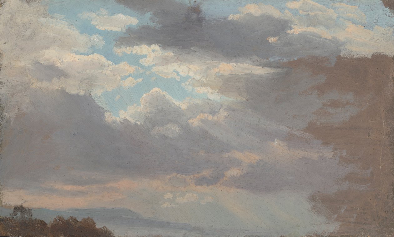 Wolkenstudie vanuit het atelierraam door Johan Christian Dahl