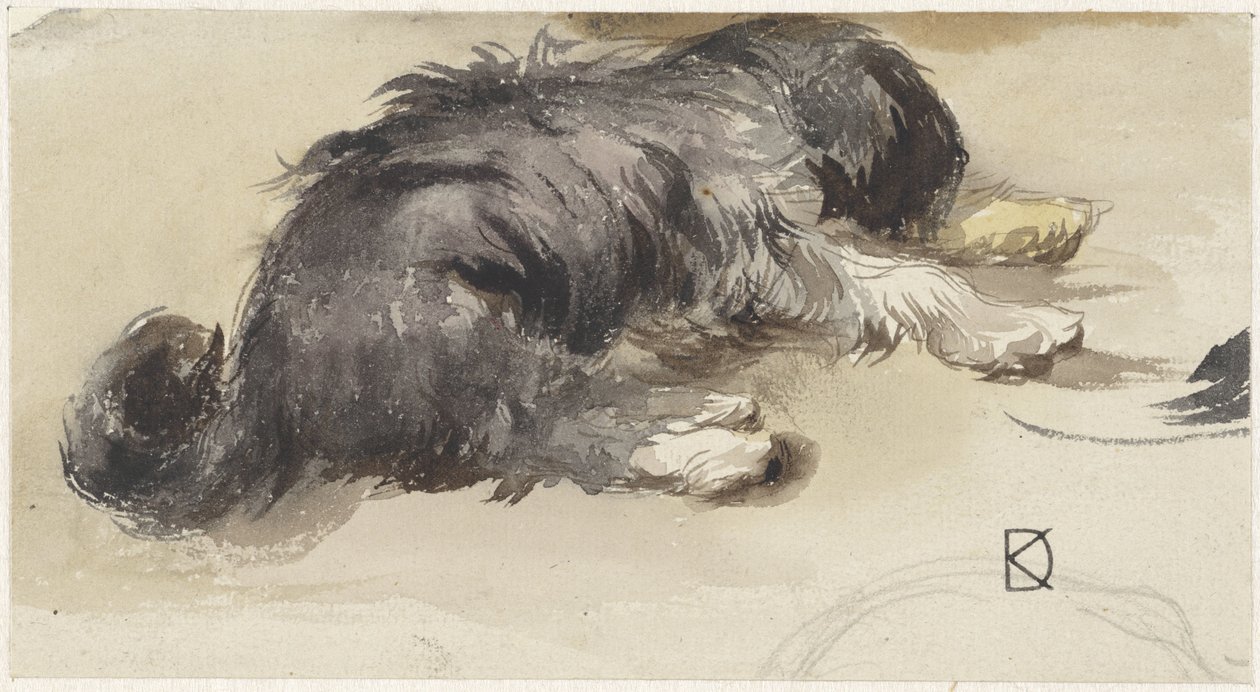 Slapende hond, van achteren gezien door Johan Daniël Koelman