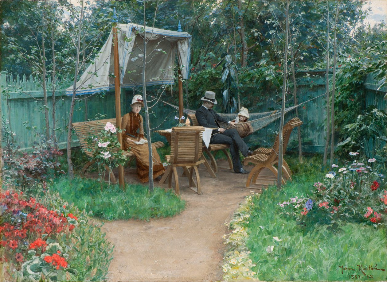 Uitzicht op een tuin, Linkoping door Johan Fredrik Krouthen