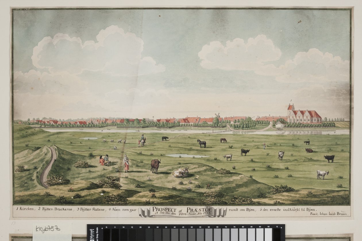 Prospekt af Præstø door Johan Jacob Bruun
