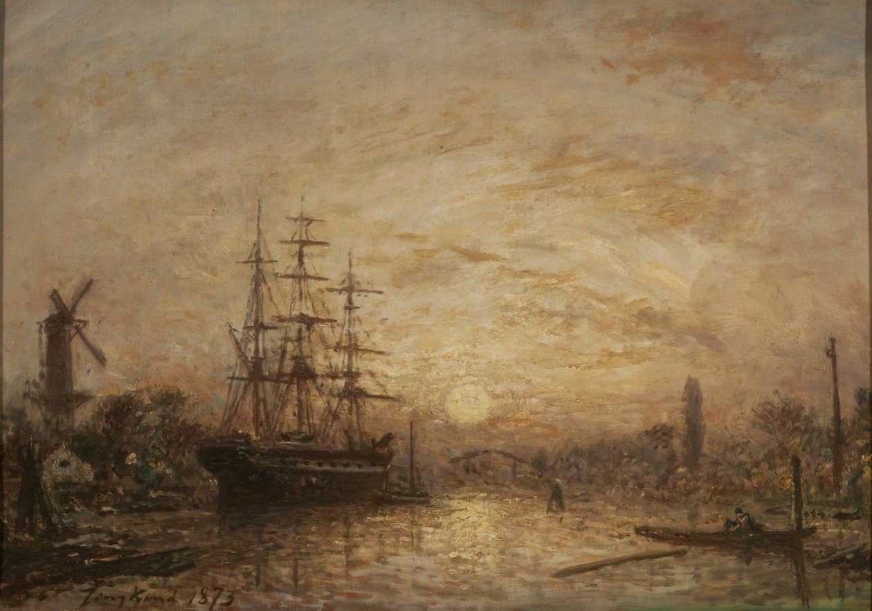 Zonsondergang in Nederland door Johan Jongkind