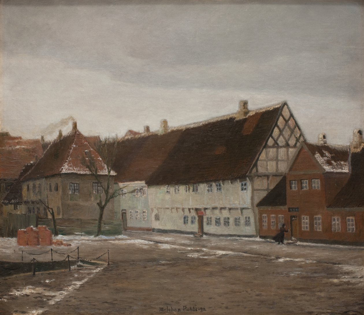Winteravond in Ribe, Jutland door Johan Rohde