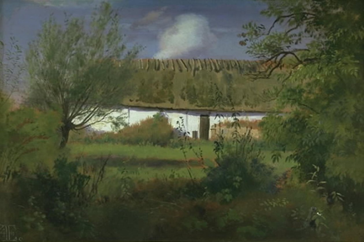 Boerderijgebouw in de zon door Johan Thomas Lundbye