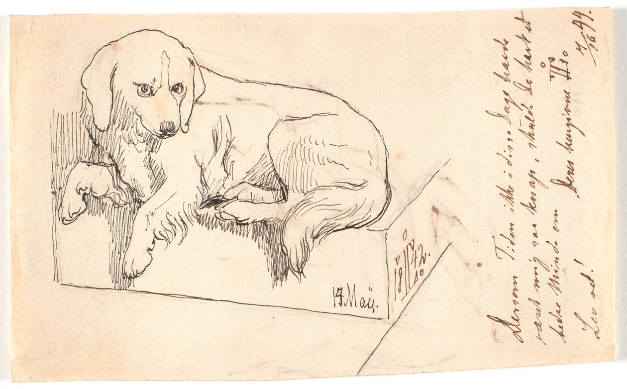 Liggende hond door Johan Thomas Lundbye