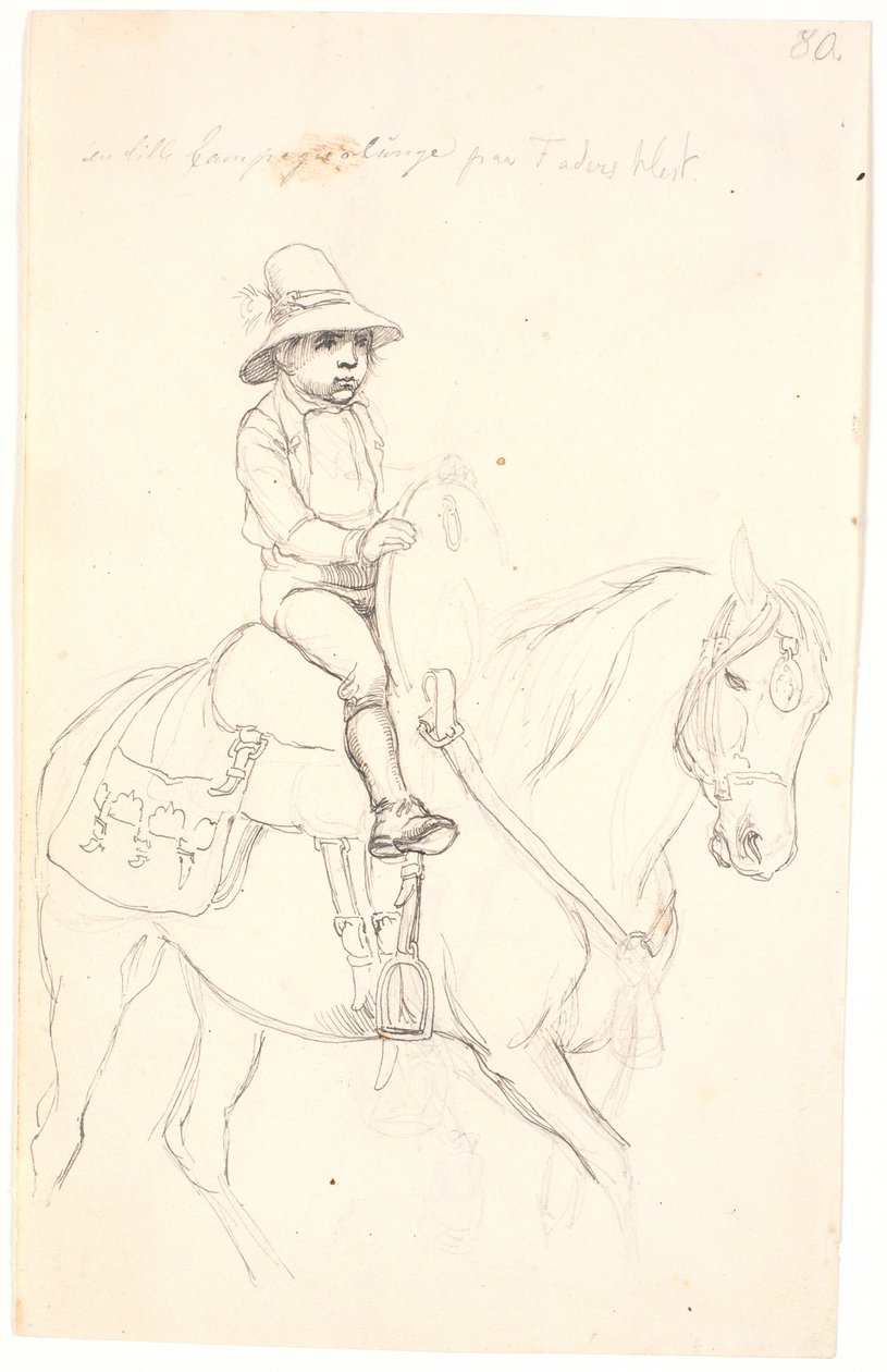 Kleine jongen rijdend op een paard door Johan Thomas Lundbye