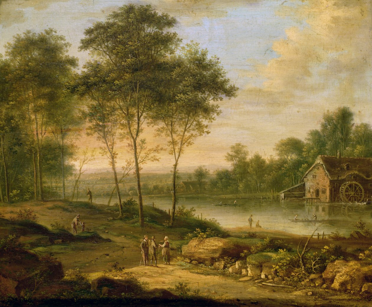 Landschap met een molen door Johann Christian Vollerdt or Vollaert