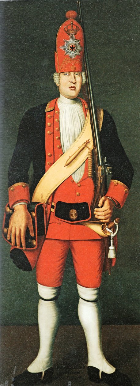 Grenadier van het Rode Leibbatallion van de Reuzengarde van Friedrich Wilhelm I. door Johann Christof Merck
