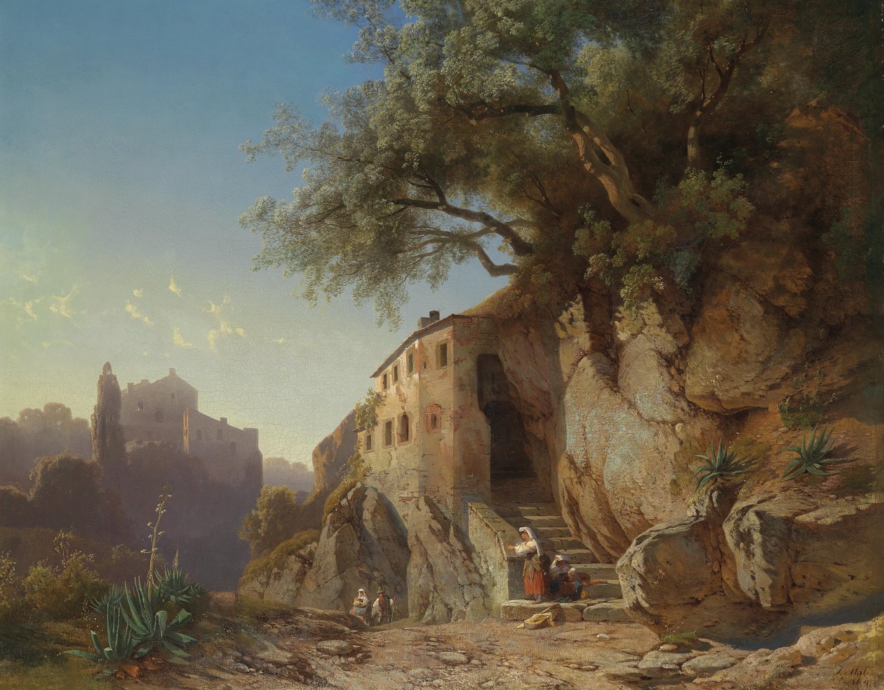 Motief uit de Romeinse Campagna met herders door Johann Cornelis Mali