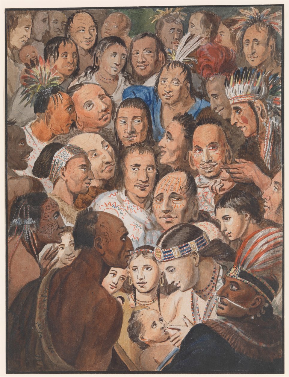 Tableau van Indiase gezichten (c.1811-13) door Johann Ludwig Krimmel