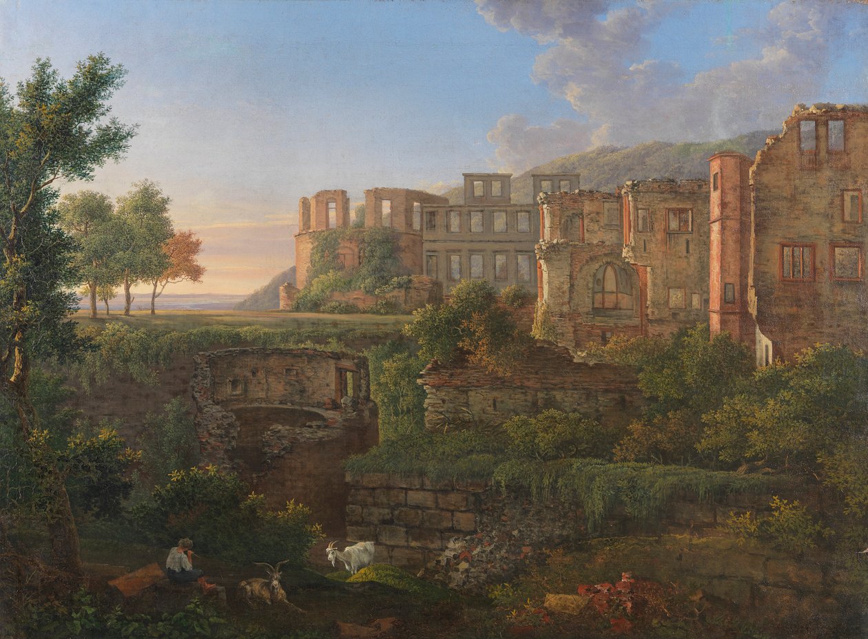 Gezicht op het Kasteel van Heidelberg door Johann Martin von Rohden