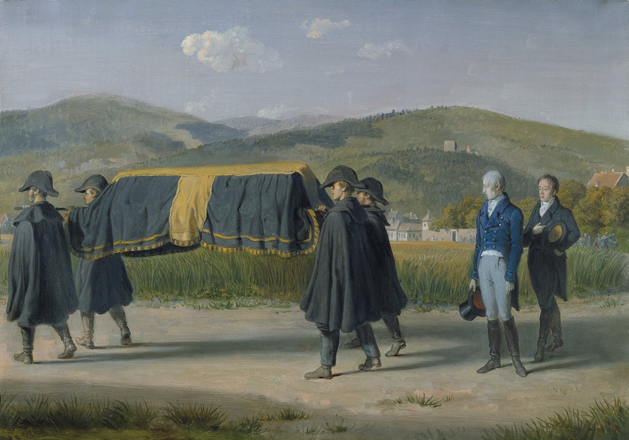 Kaiser Franz I. von Österreich volgt de kist van een arme door Johann Peter Krafft