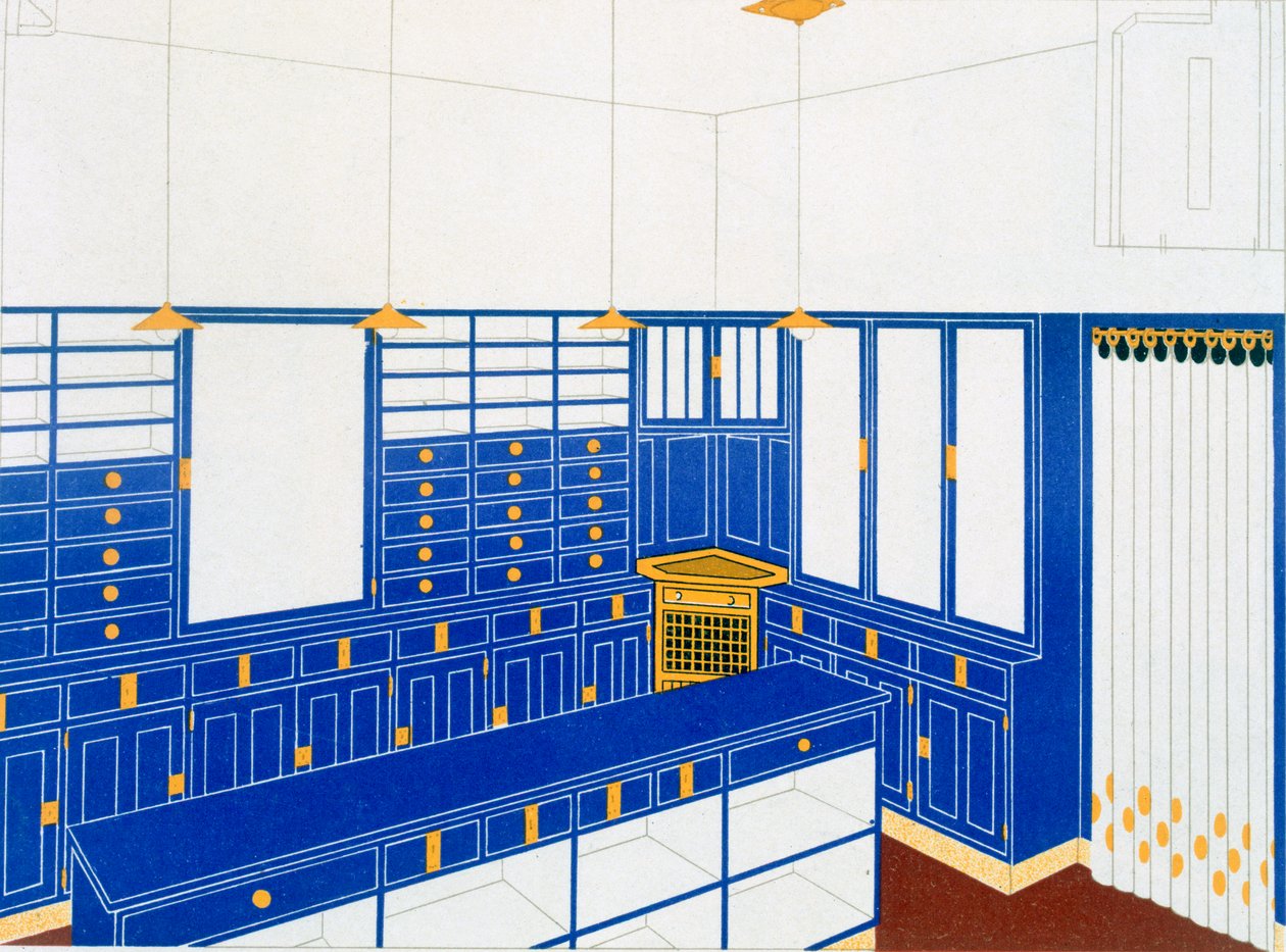 Das Interieur IV, een handschoenenwinkel, 1906 door Johann Stubner