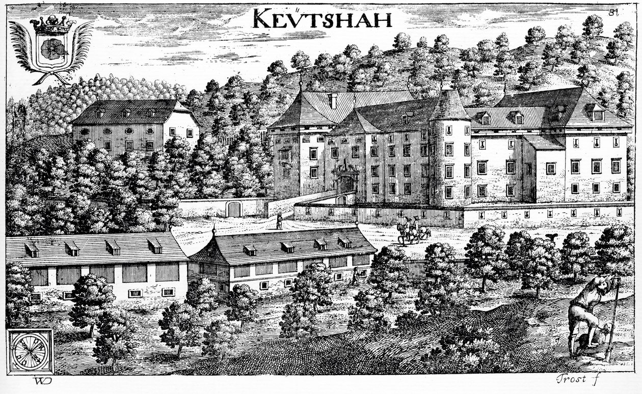 Kasteel van Keutschach in Karinthië door Johann Weikhard von Valvasor