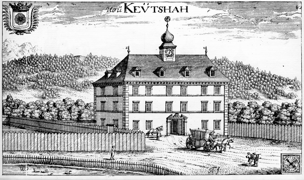 Kasteel van Keutschach in Karinthië door Johann Weikhard von Valvasor