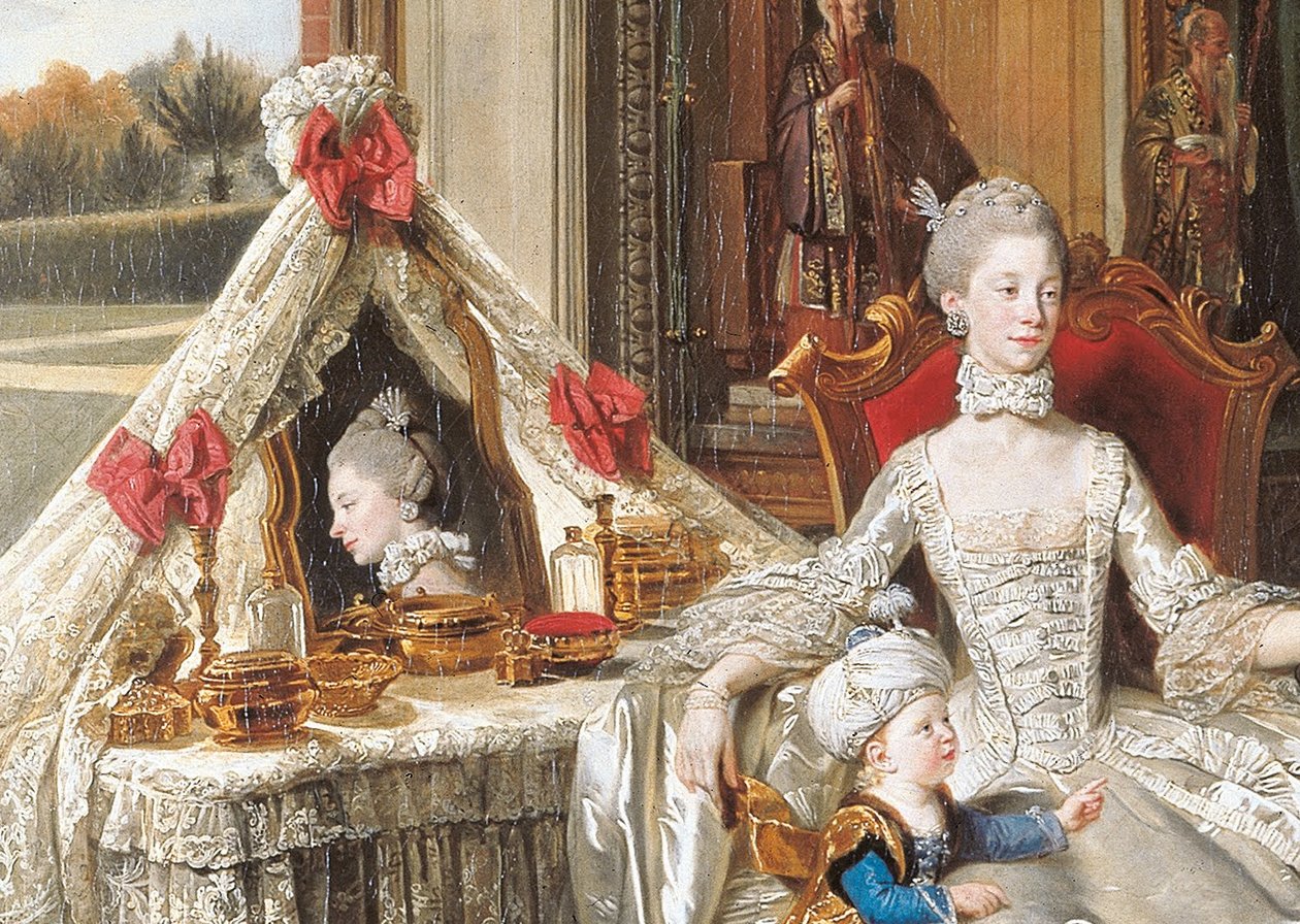Koningin Charlotte 1744-1818 met haar Twee Oudste Zonen door Johan Joseph Zoffany