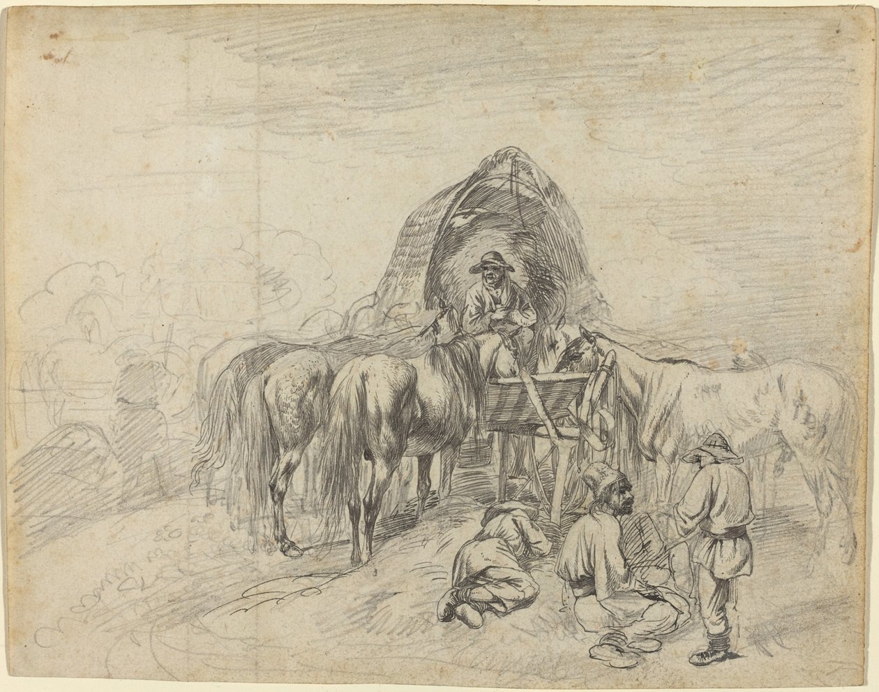 Walachijse wagenmenners rustend door Johann Adam Klein