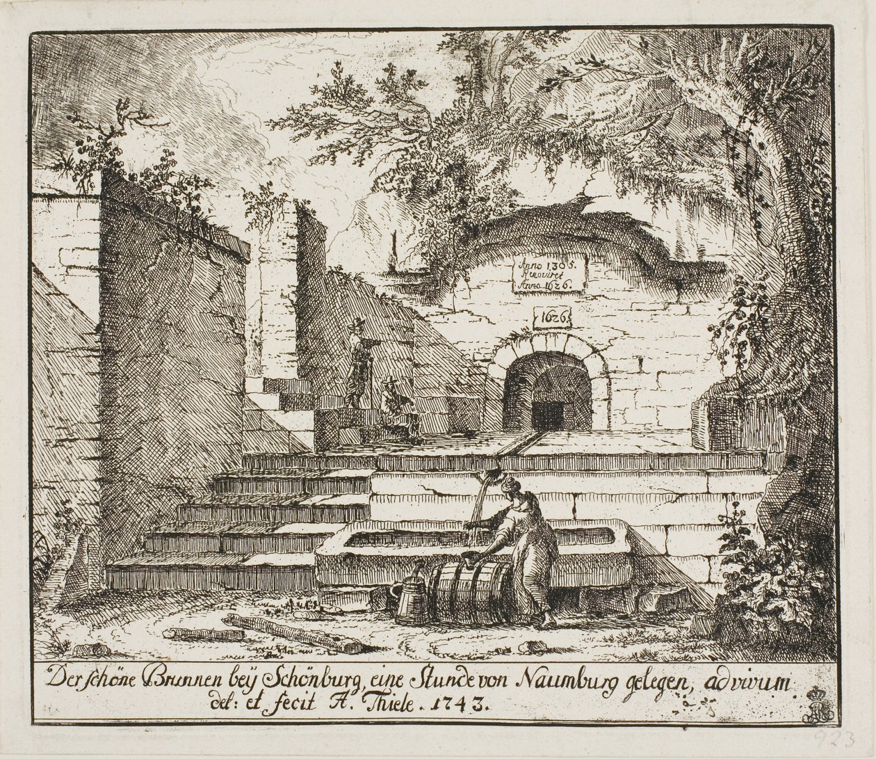 De mooie fontein bij Schönburg door Johann Alexander Thiele