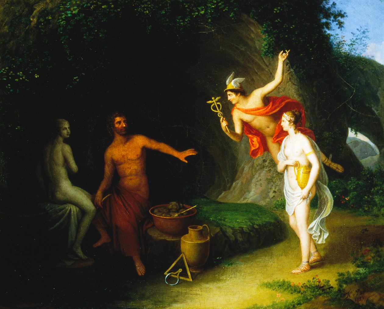 Pygmalion en Galatea door Johann Baptist I Lampi