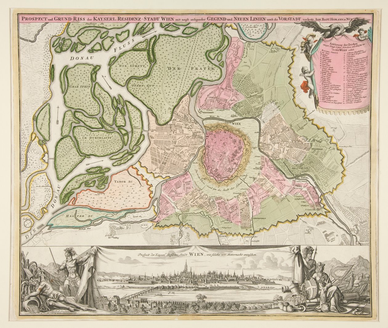 Kaart van Wenen door Johann Baptista Homann