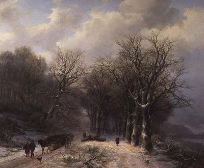 De Houtkar in de Winter door Johann Bernard Klombeck
