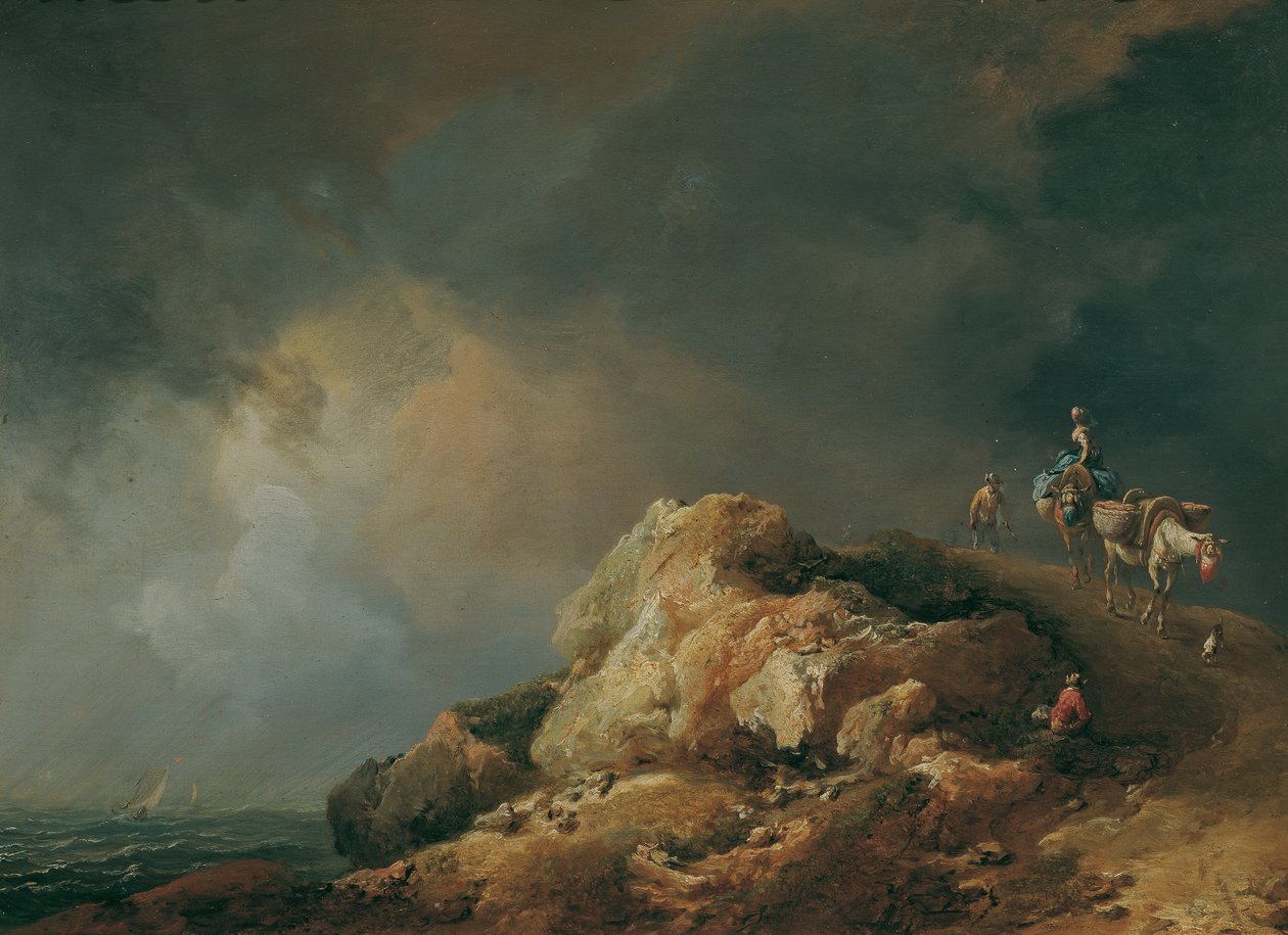 Kustlandschap met lastdieren door Johann Christian Brand