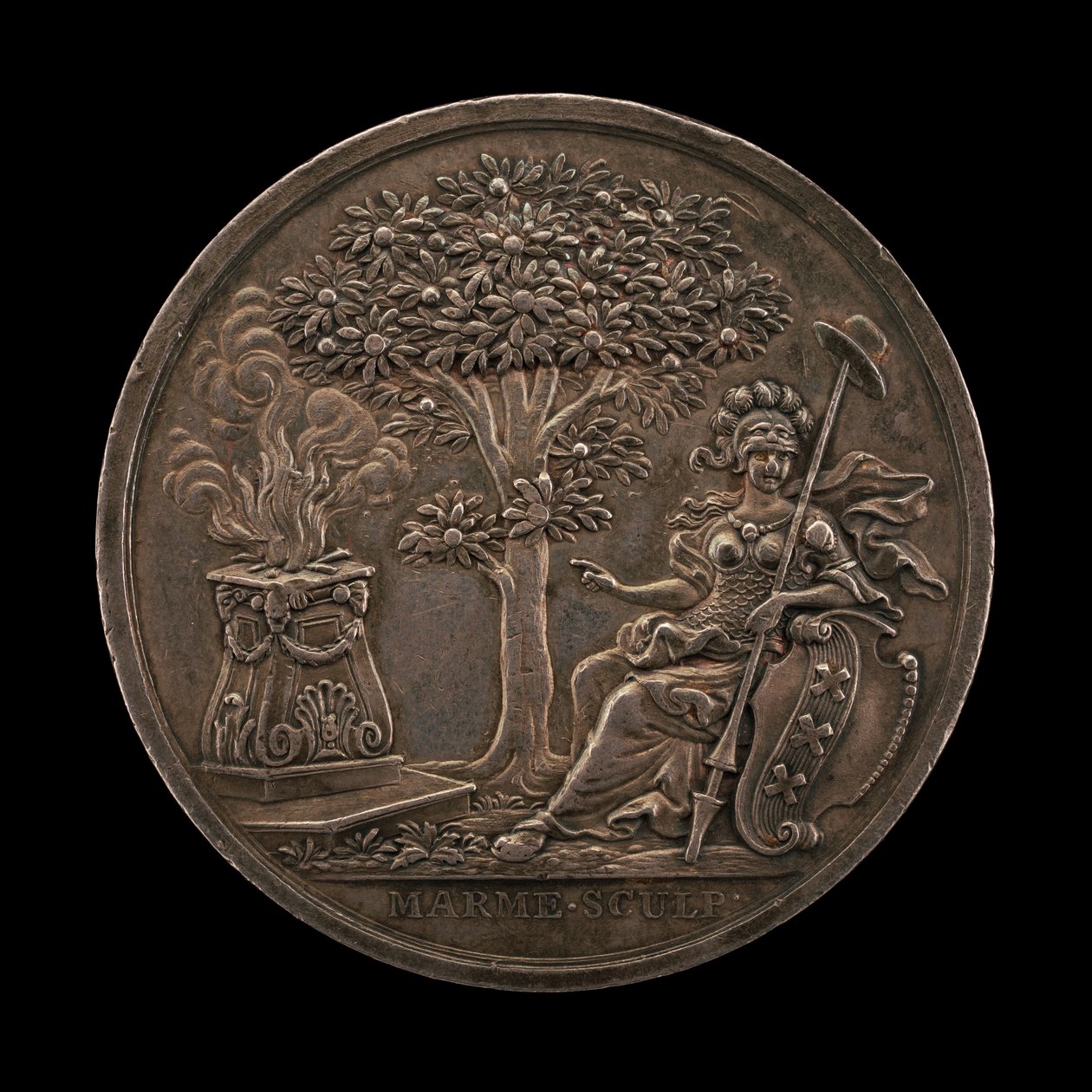Minerva moedigt de staat aan [achterkant] door Johann Christian Marmé