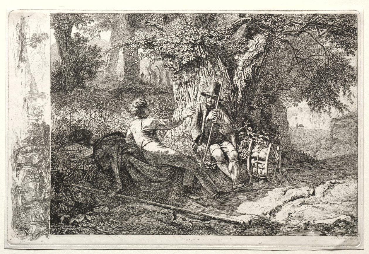 Der mit seinem Führer rastende Künstler door Johann Christoph Erhard