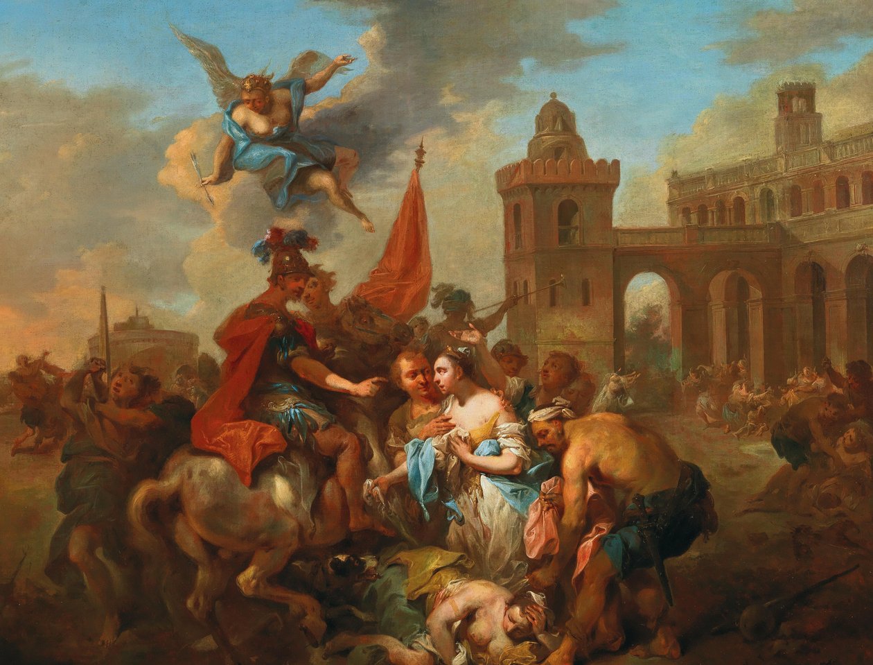 Romulus en Hersilia, ca. 1764-1765 door Johann Conrad Seekatz