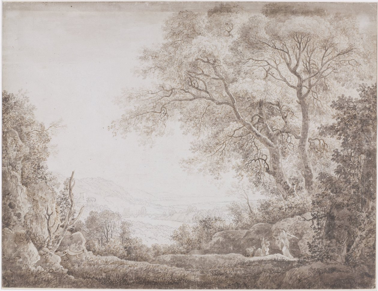 Italiaans landschap door Johann Conrad Steiner (possibly)
