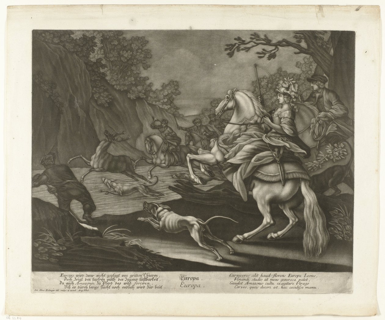 Hertenjacht door Johann Elias Ridinger