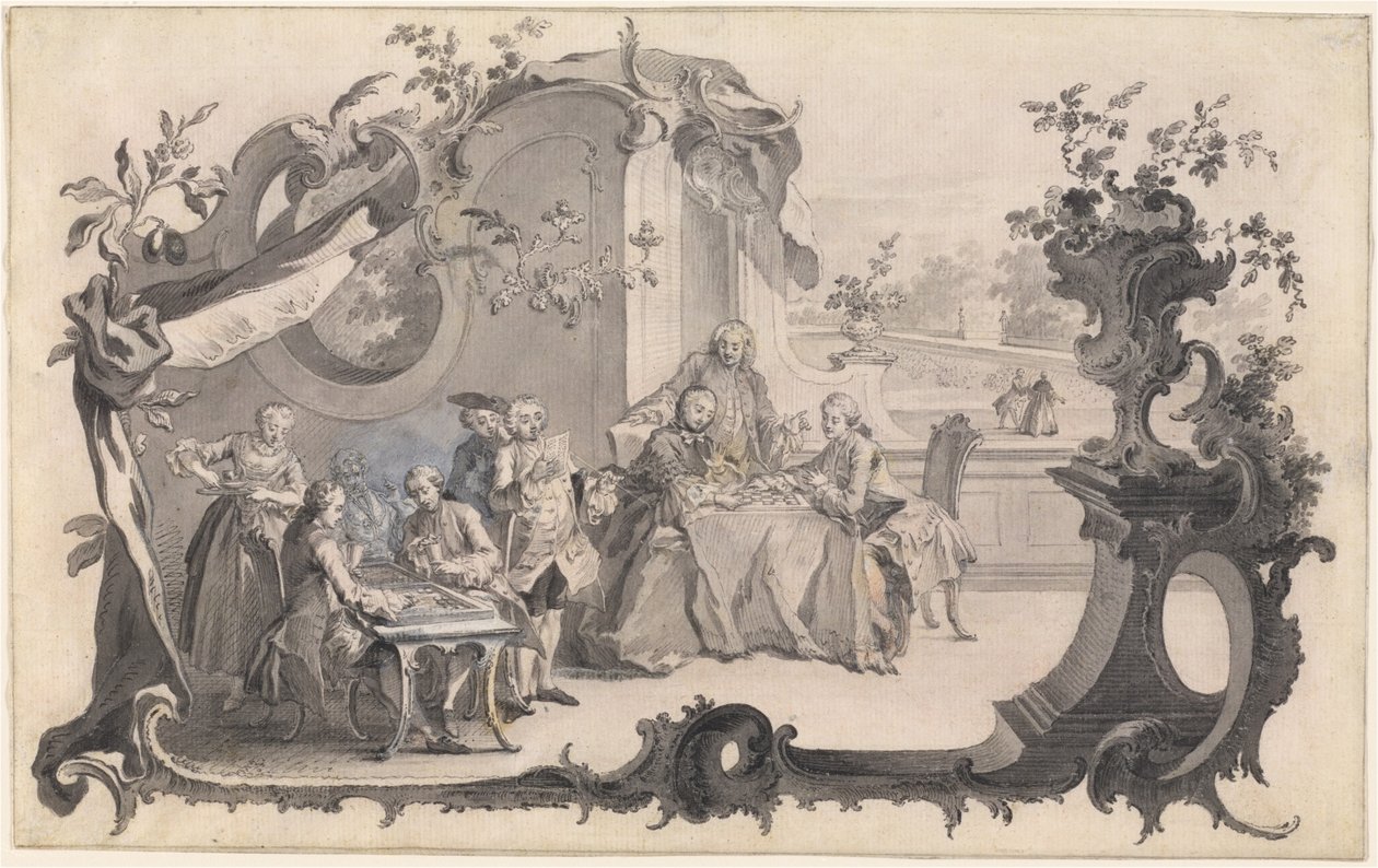 Een Elegant Gezelschap dat Bordspellen Speelt door Johann Esaias Nilson