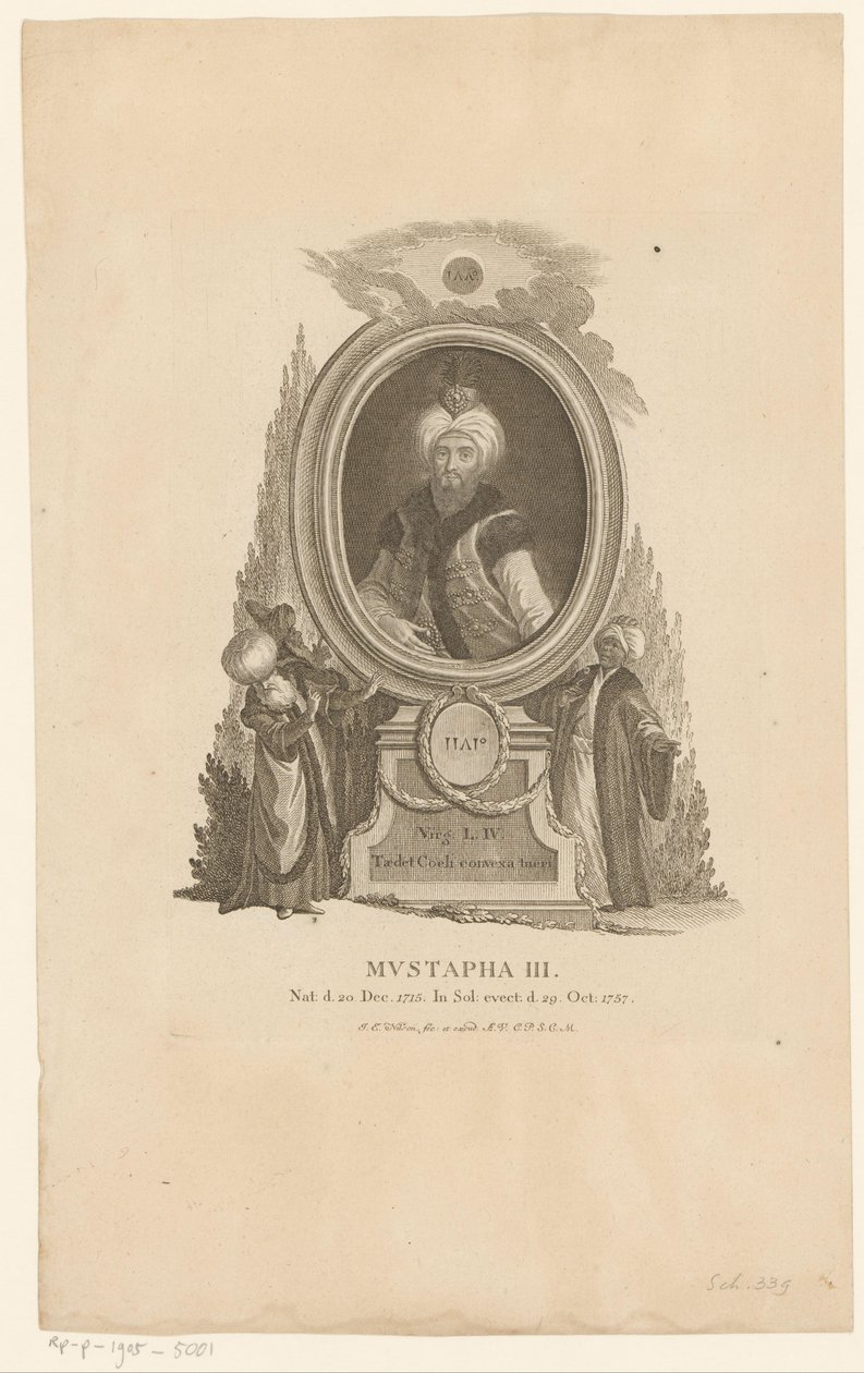 Portret van Mustafa III door Johann Esaias Nilson