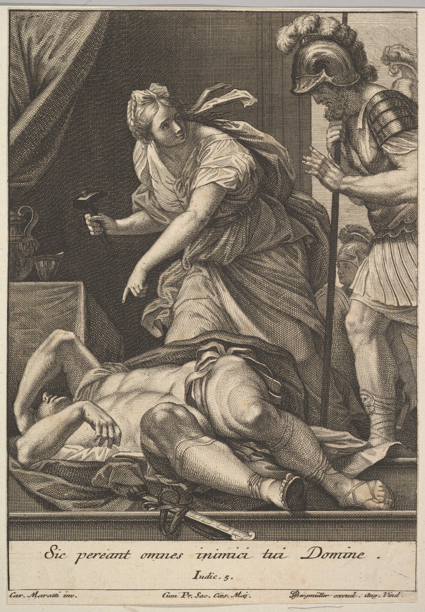 Jael doodt Sisera door Johann Georg Bergmuller