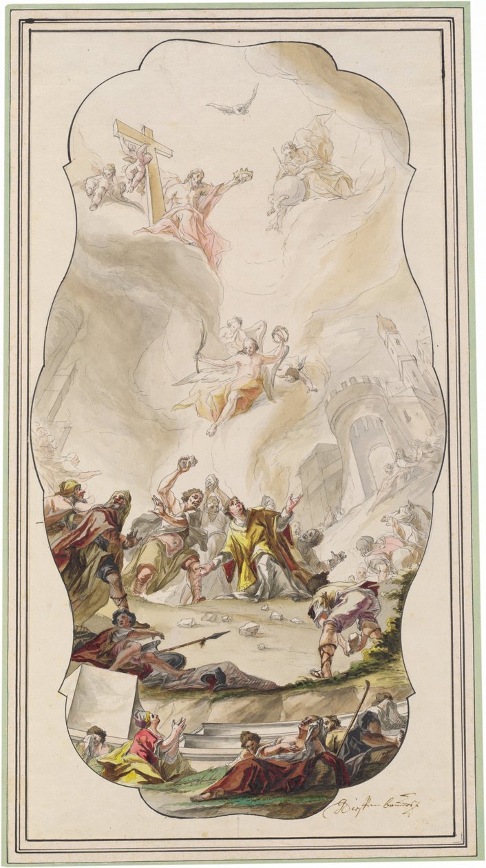 De steniging van Sint Stefanus door Johann Georg Dieffenbrunner