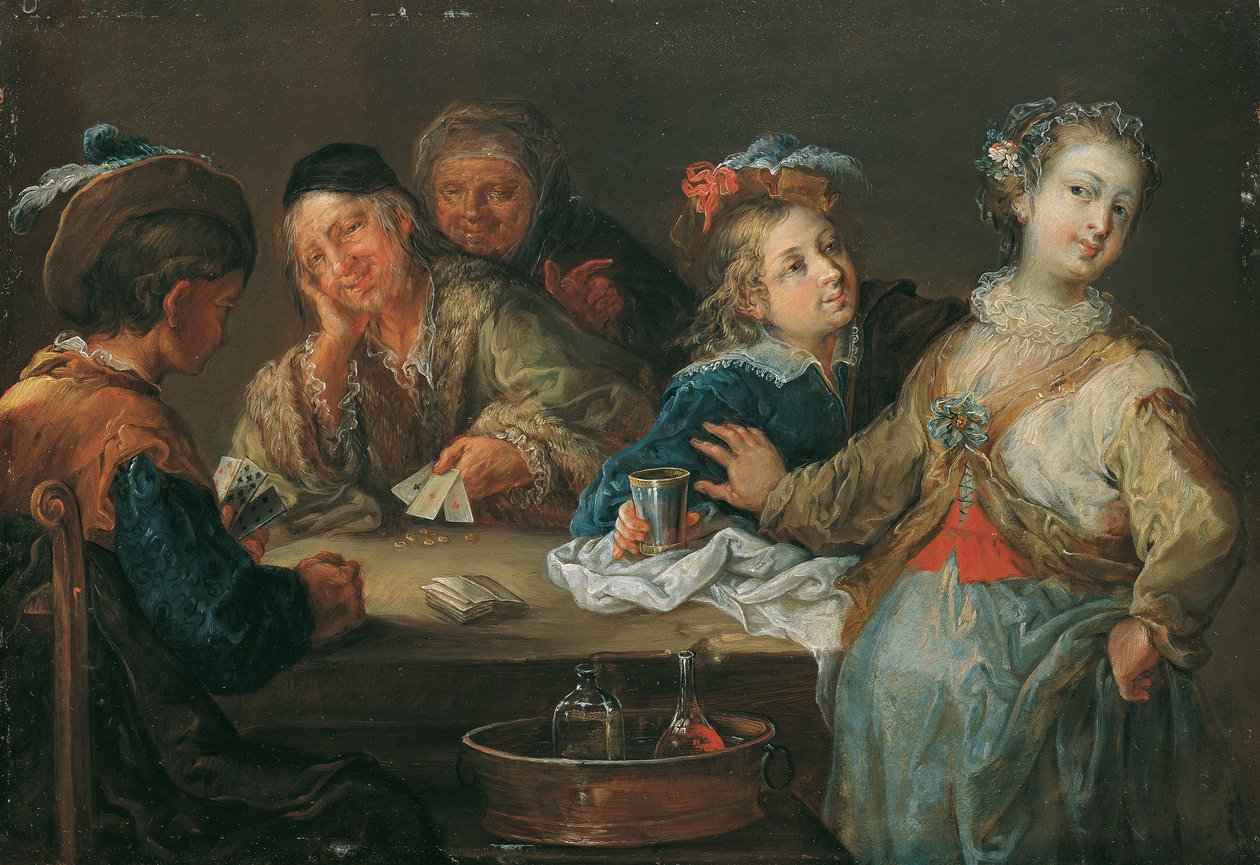 Kaartspelers (Aas is troef) door Johann Georg Platzer