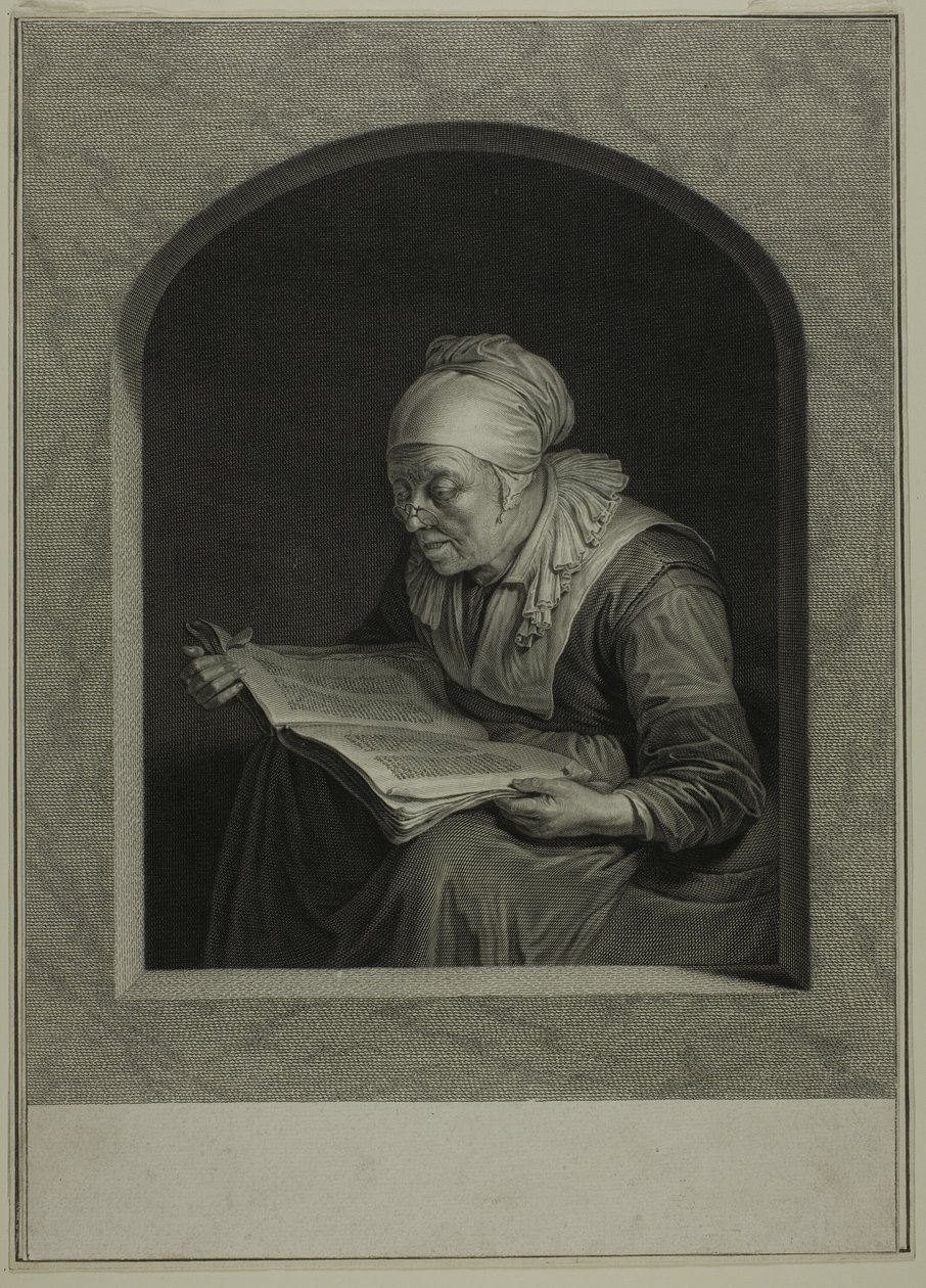 La Liseuse (Een lezende vrouw) door Johann Georg Wille