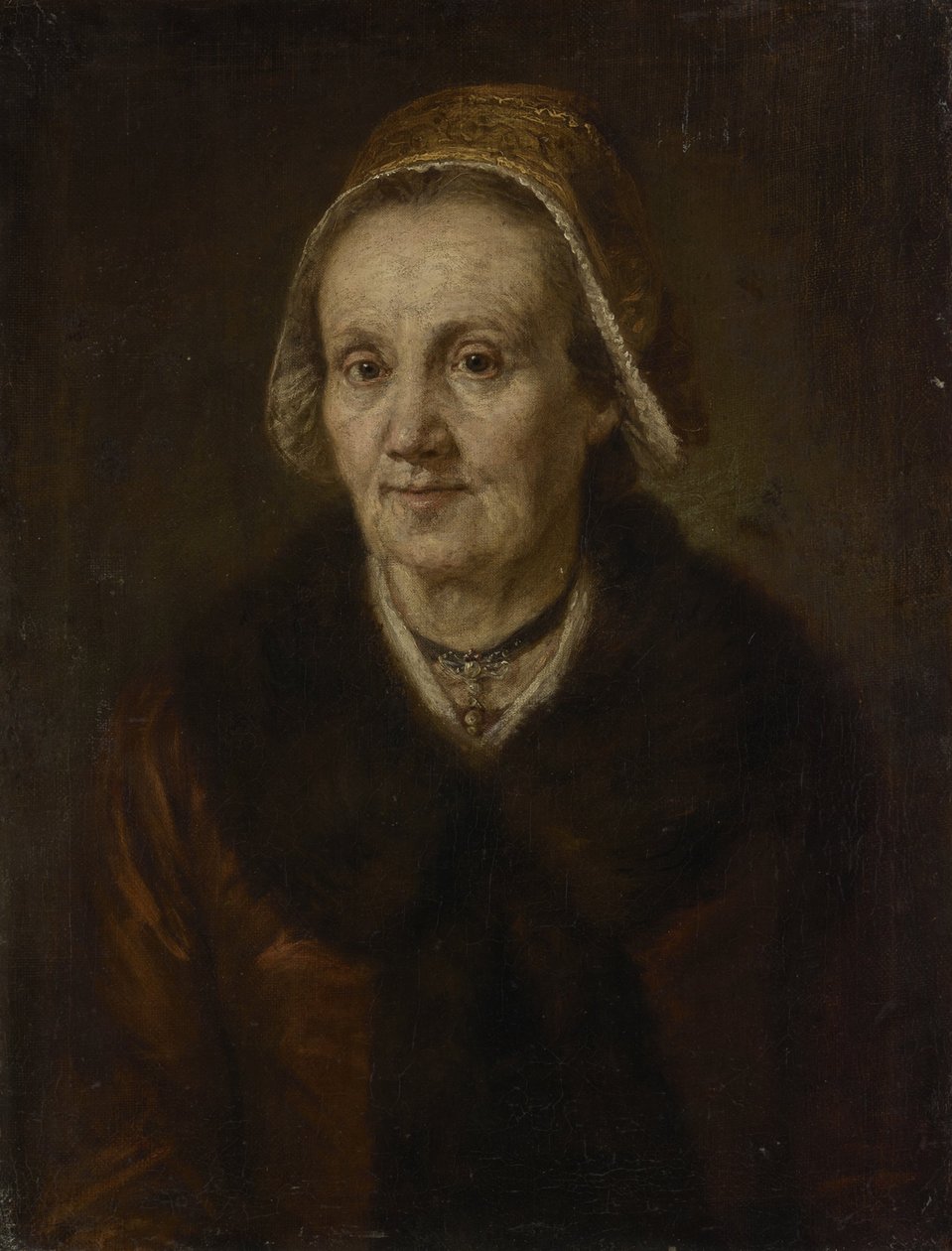 Oude vrouw met kap door Johann Georg von Edlinger