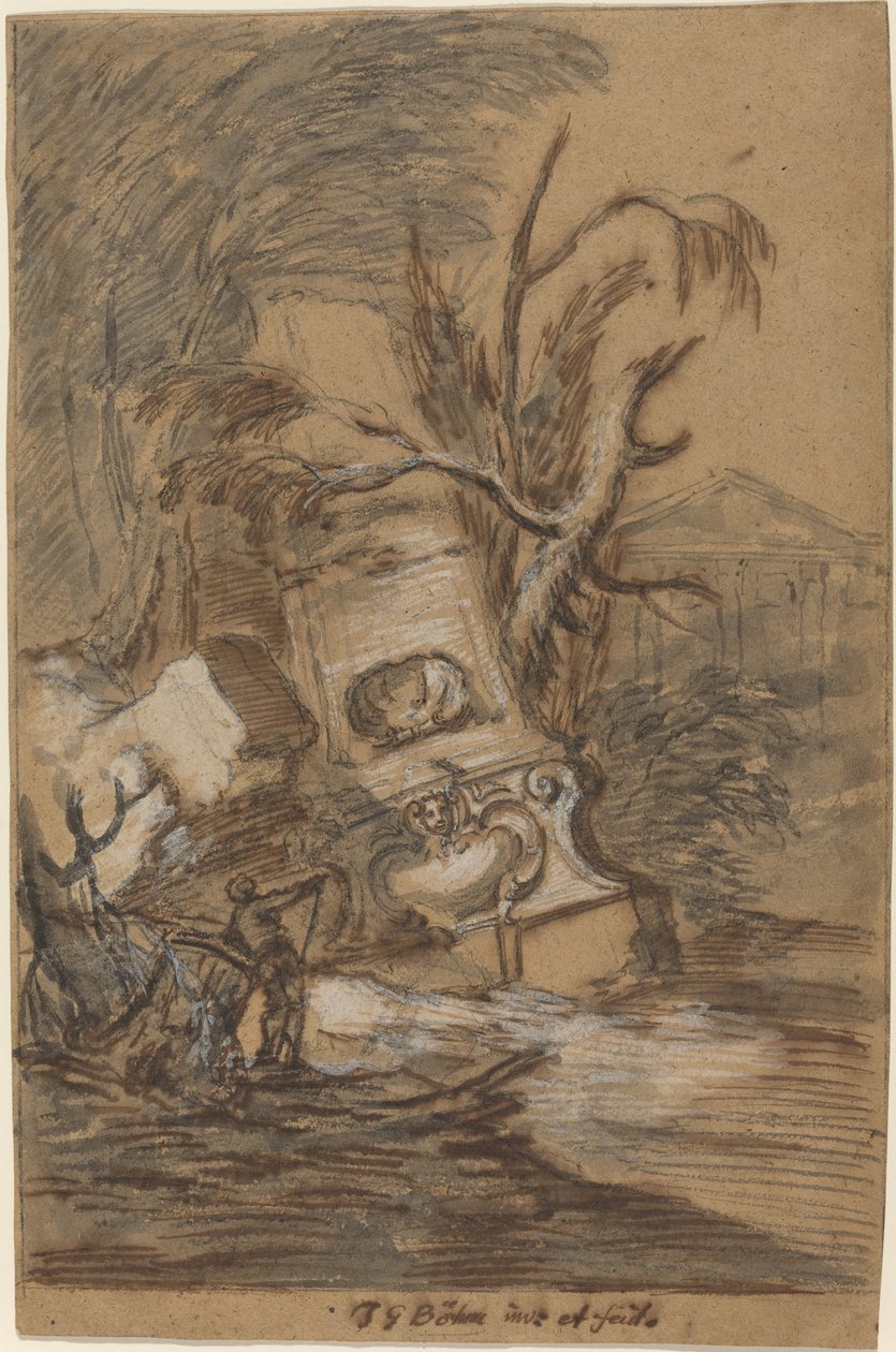 Capriccio met Antieke Ruïnes door Johann George Böhm