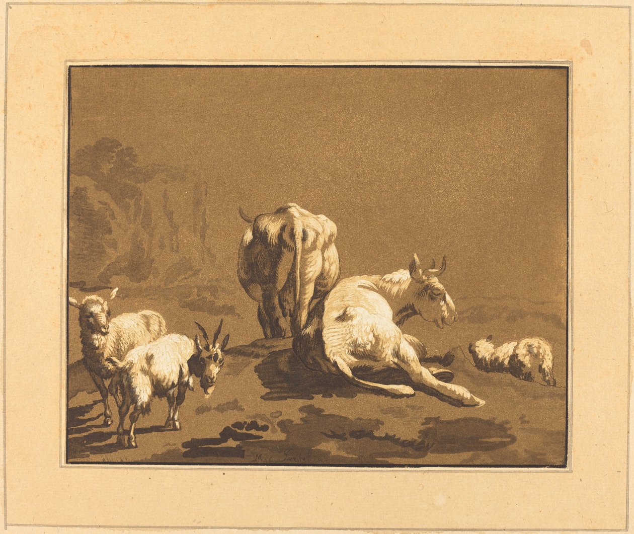Koeien door Johann Gottlieb Prestel after Joseph Wagner