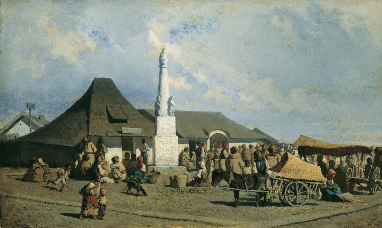 Marktplaats in Szolnok door Johann Gualbert Raffalt
