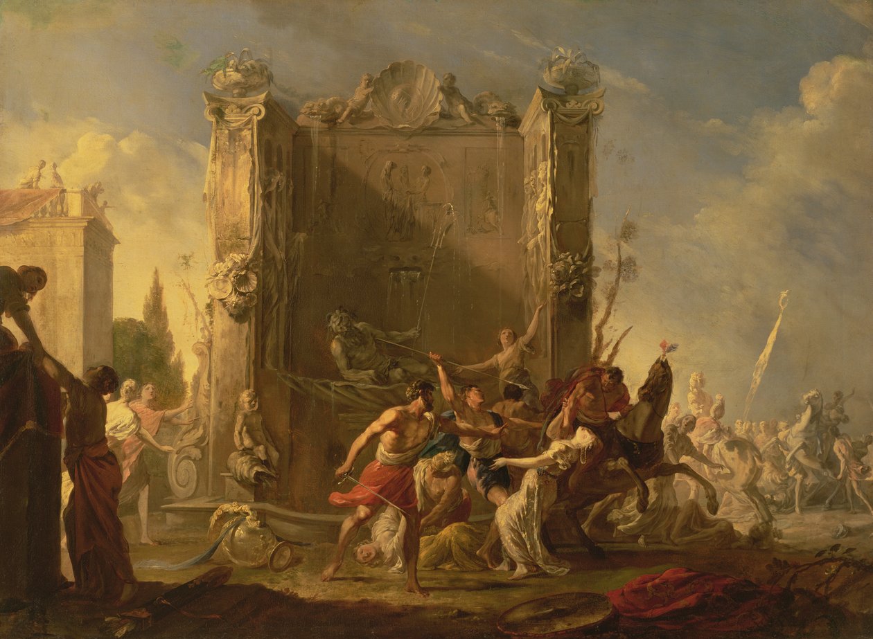 De Verkrachting van de Sabijnse Vrouwen door Johann Heinrich Schönfeld