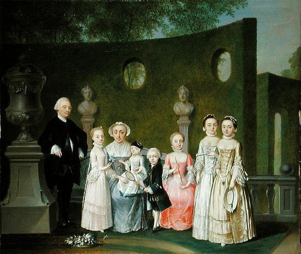 Een familieportret door Johann Heinrich Strumpff