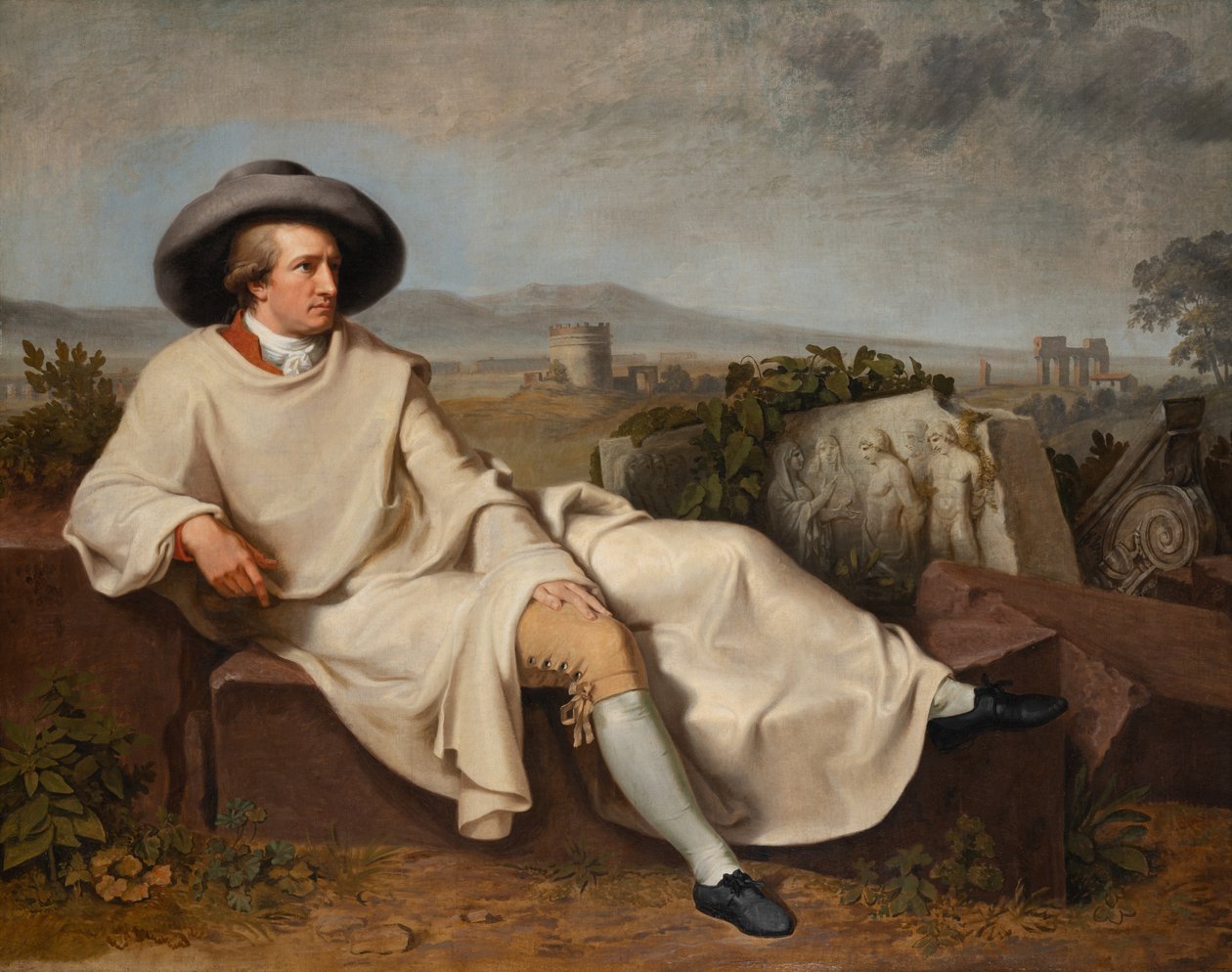 Goethe in de Romeinse Campagna door Johann Heinrich Wilhelm Tischbein