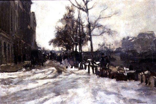 Winter, Rotterdam door Johann Hendrik Mastenbroek