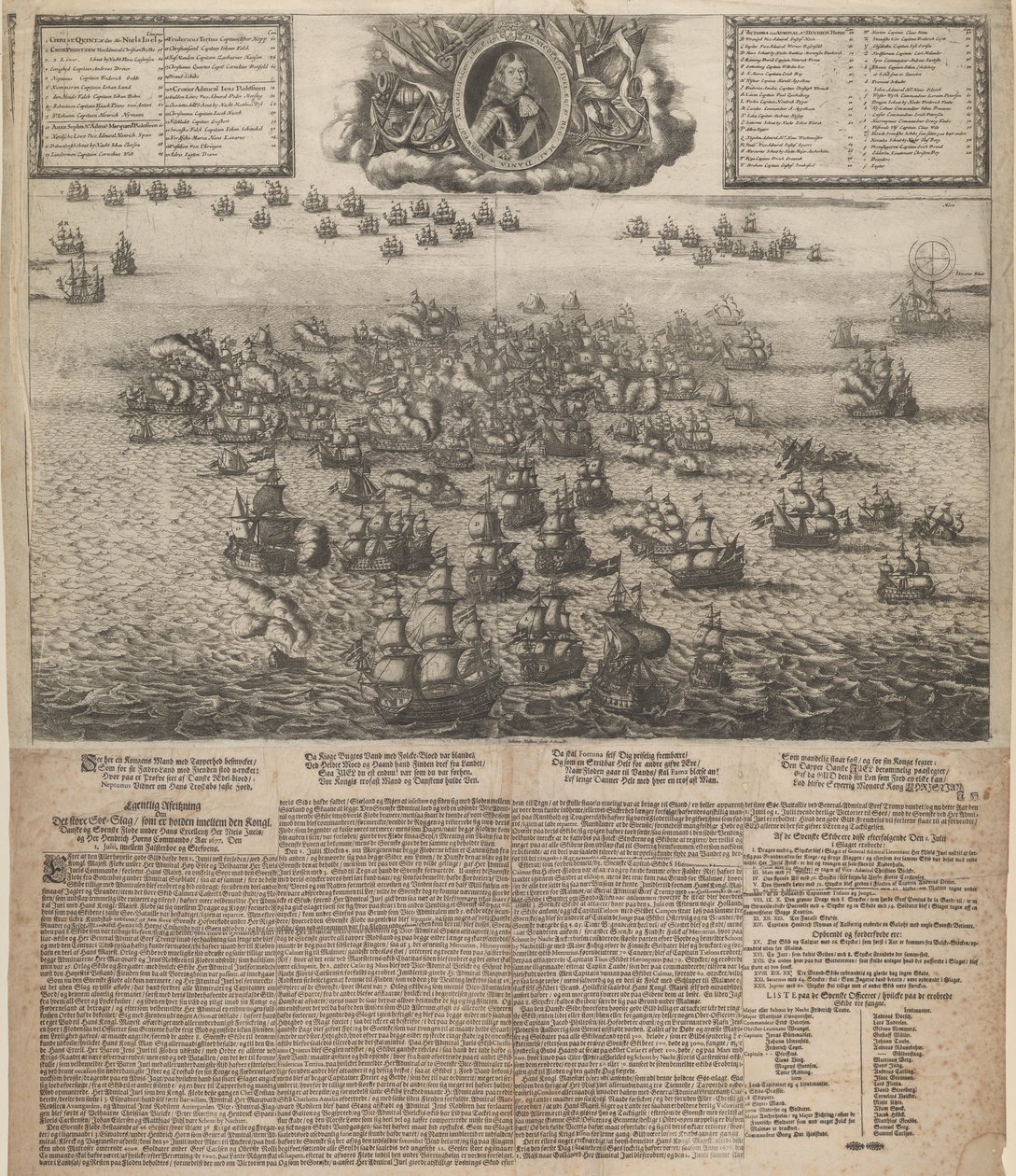 De slag bij Køgebugt in juli 1677 door Johann Husman
