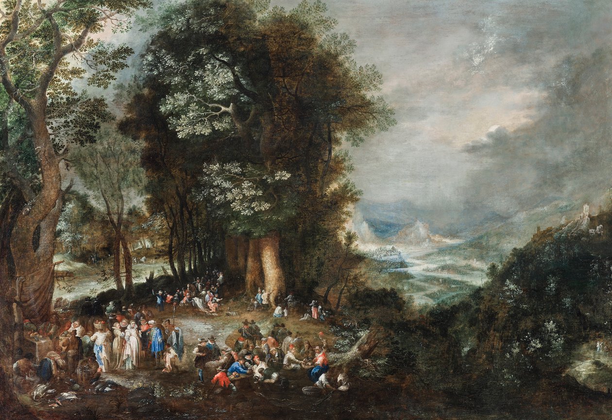 Marktkramerskamp aan de bosrand door Johann Jakob Hartmann