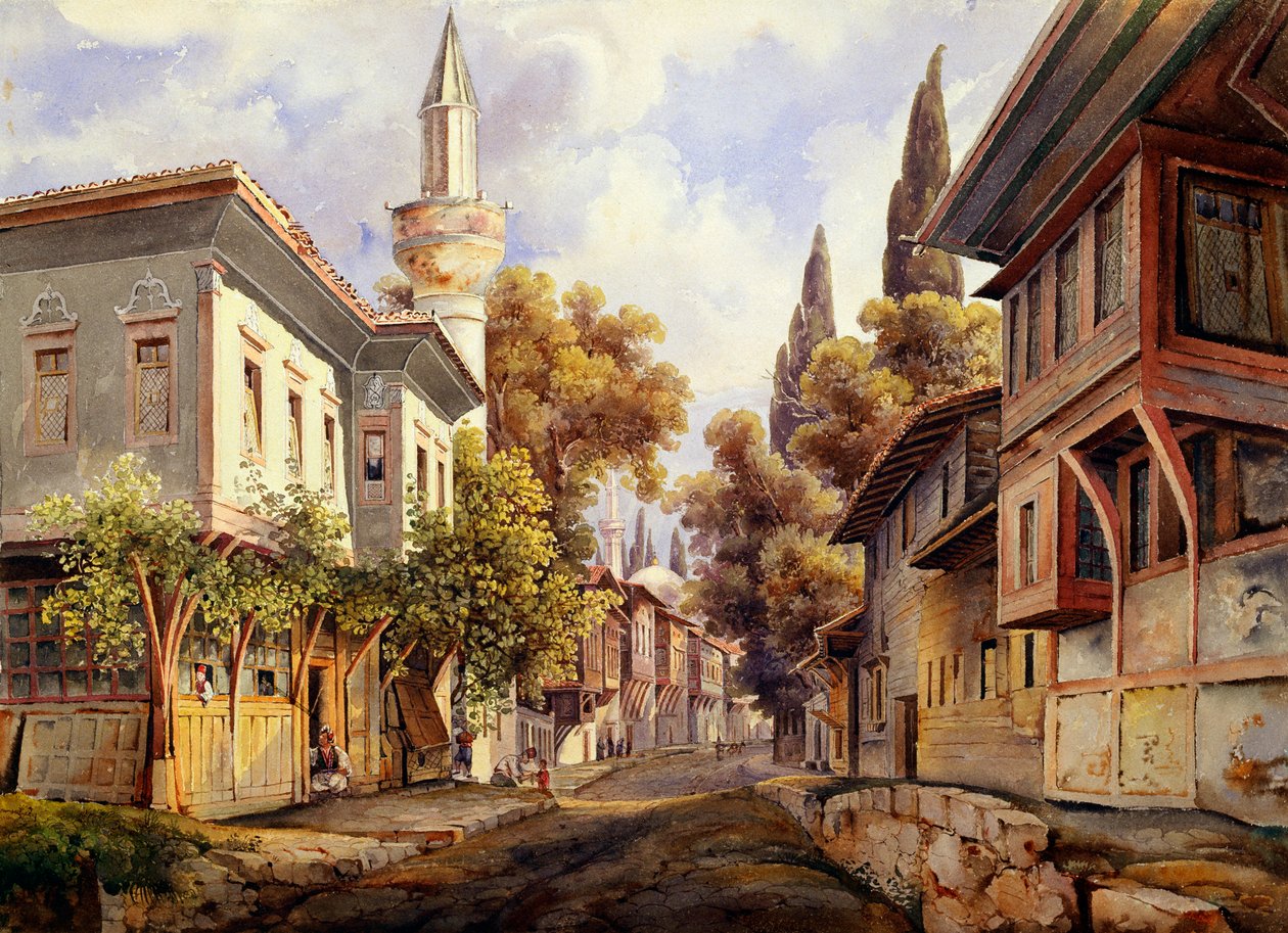 Een Straat in Constantinopel, 1835 door Johann Jakob Wolfensberger