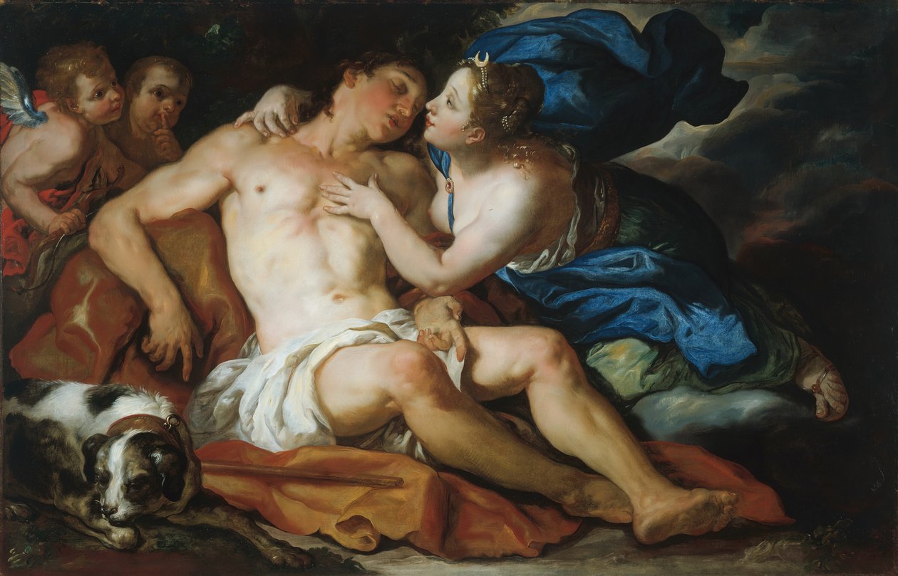 Diana en Endymion door Johann Michael Rottmayr
