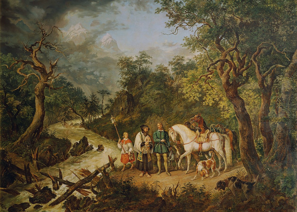 Rudolf van Habsburg en de priester door Johann Nepomuk Höchle